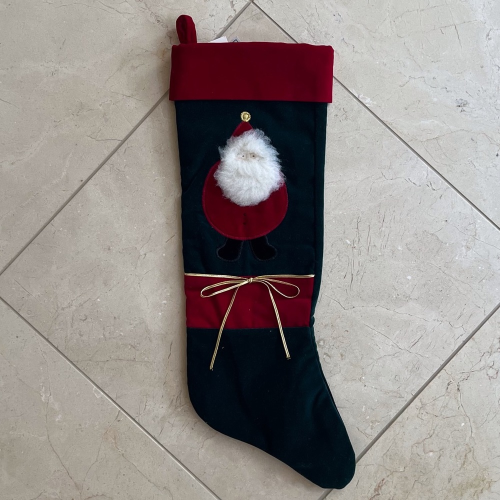 Woof & Poof Santa Christmas Stocking Vintage 1994 Handmade in USA